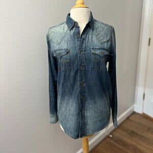 Broken Threads Denim Western Shirt Sz S